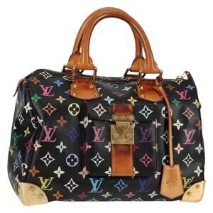 LOUIS VUITTON Monogram Multicolor Speedy 30 Hand Bag Black M92642